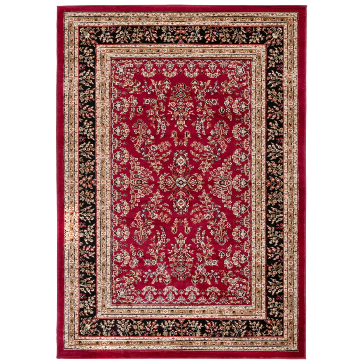 SAFAVIEH Lyndhurst Isadora Traditional Bordered Area Rug, Red/Black, 5'3" x 5'3" Round
