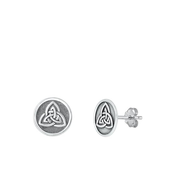 Sterling Silver Celtic Trinity Knot Oxidized High Polished Earrings .925 Jewelry Female Unisex