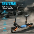 thumbnail image 2 of Electric Scooter Adults 1600 W Motor 50 Miles Long Range & 40 MPH Top Speed 48V 27AH Battery Kick Scooter with Detachable Seat 10" Off Road Tire Folding E-Scooter for Commuter Outdoor, 2 of 8