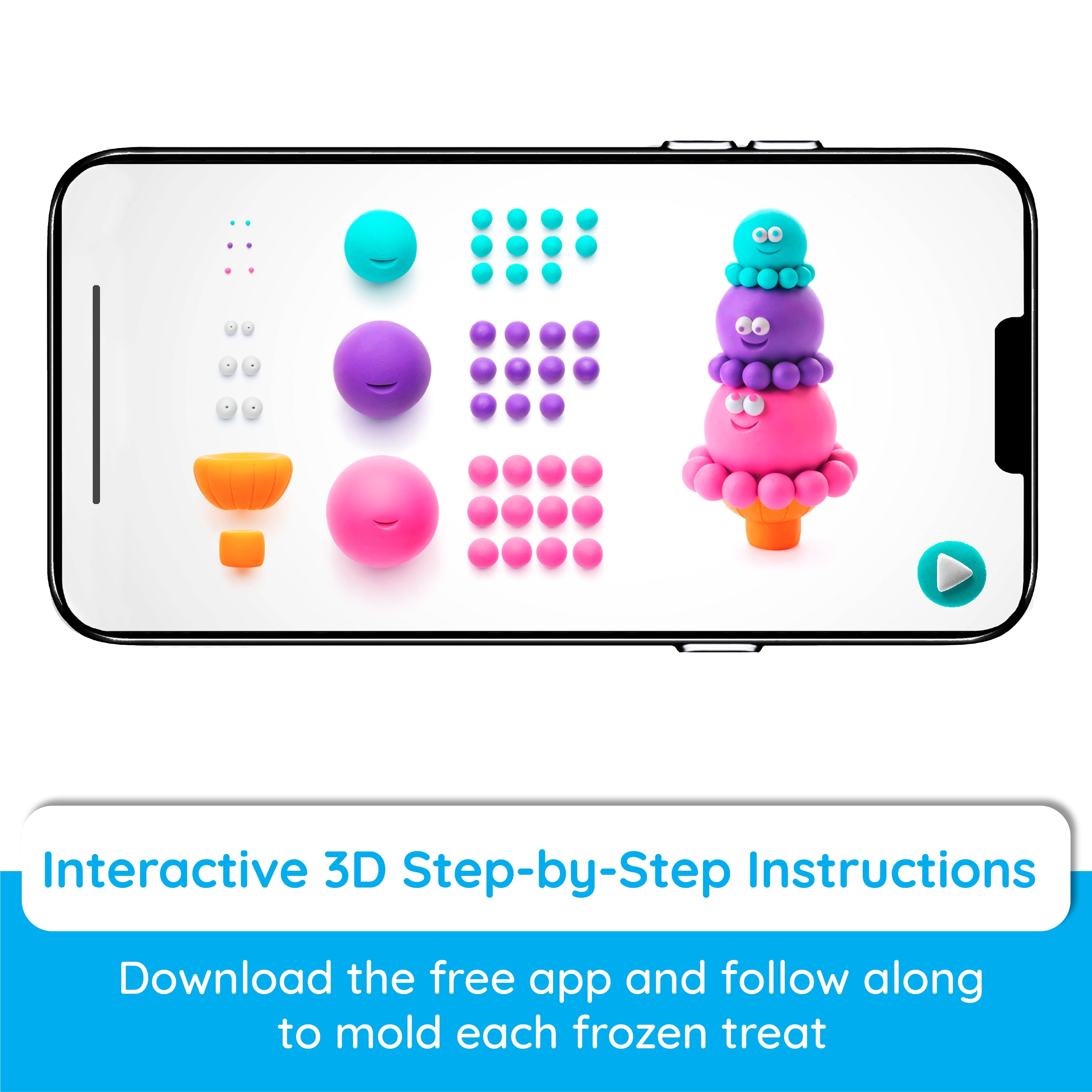 Hey Clay Nice Ice Cream, Air Dry Clay Kit with Interactive App for Kids & Tweens