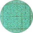 thumbnail image 1 of Ahgly Company Machine Washable Indoor Round Persian Turquoise Blue Traditional Area Rugs, 6' Round, 1 of 4