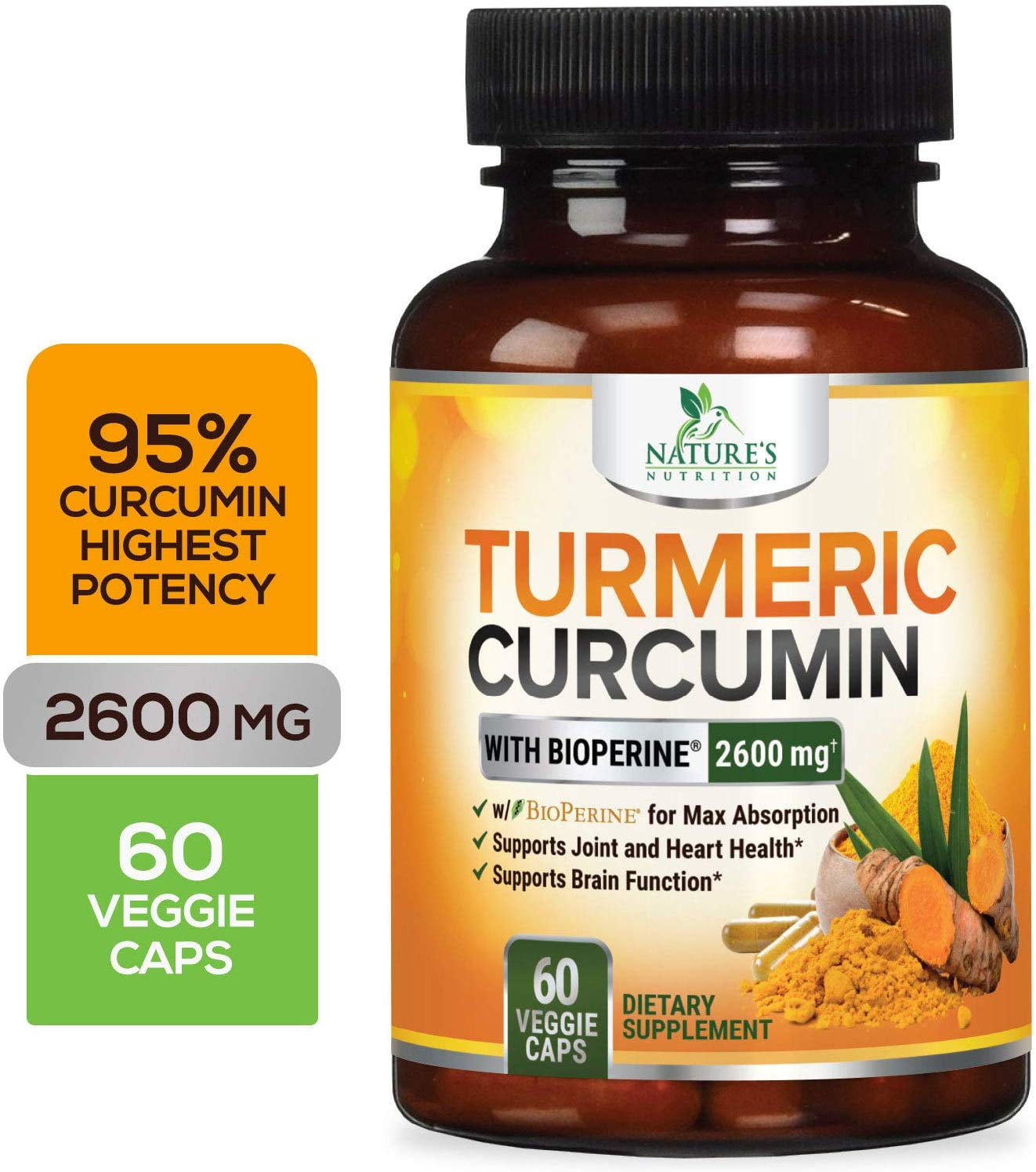 Nature's Nutrition Turmeric Curcumin with Bioperine Black Pepper