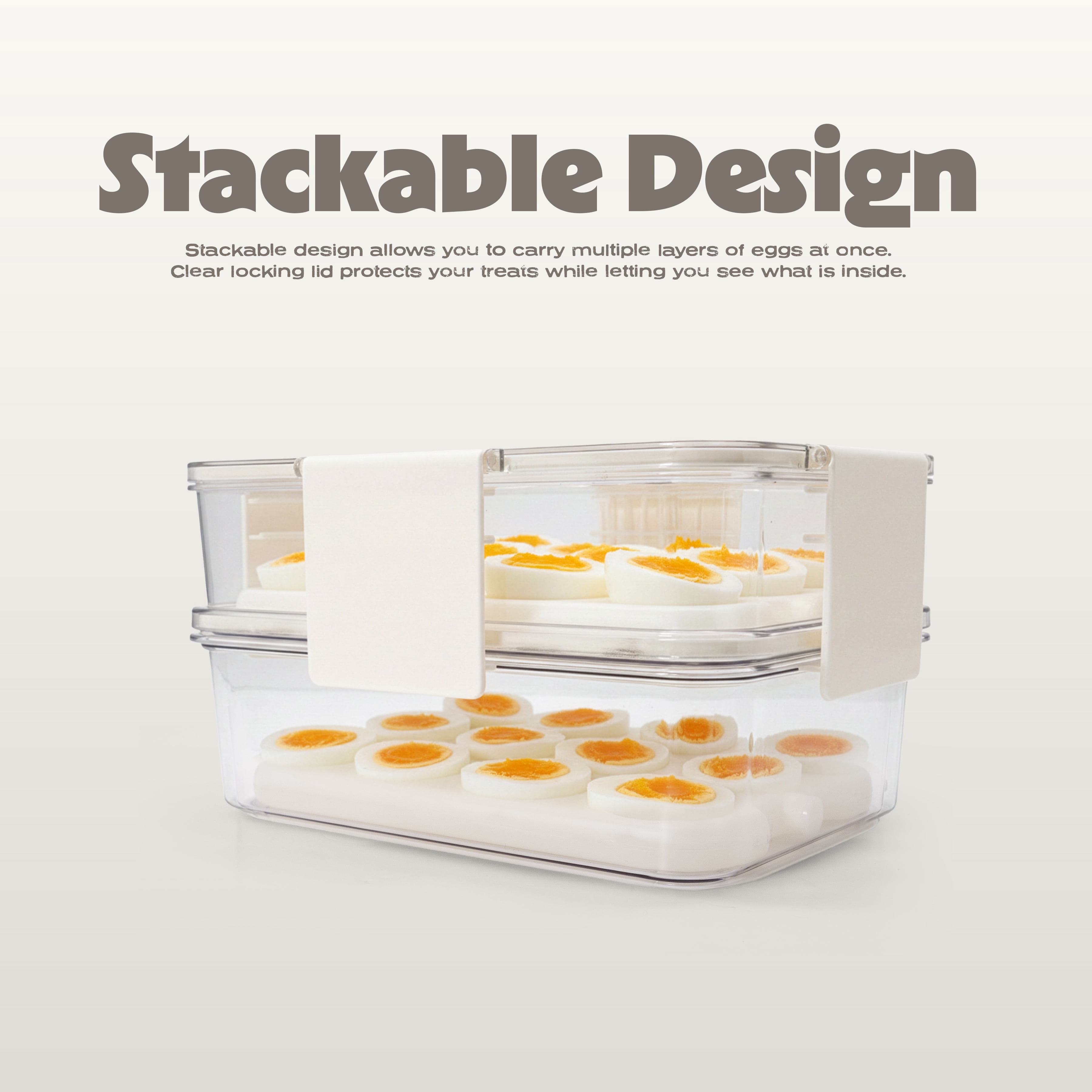 Cook with Color 2-Level Egg Carrier with Ice Packs for Chilled Storage, Holds up to 24 Eggs, Portable Food Storage Container with Locking Lid and Carry Handles, BPA-Free, Reusable, Dishwasher Safe