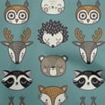 thumbnail image 1 of oneOone Cotton Cambric Dusty Teal Green Fabric Cute Animal Face Pattern Fabric For Sewing Printed Craft Fabric By The Yard 42 Inch Wide, 1 of 6