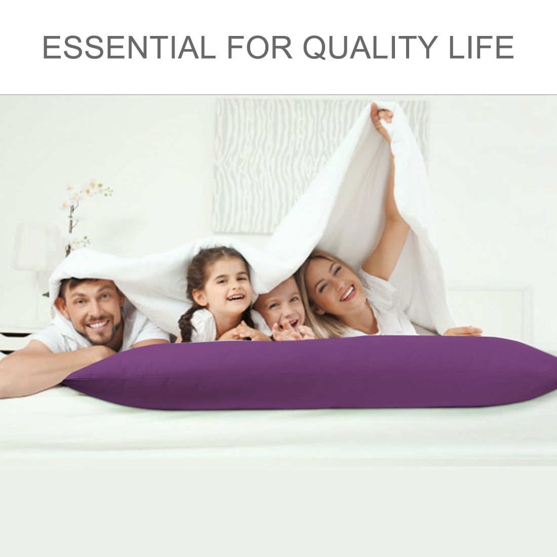 Unique Bargains Pillowcases 2 Pack 100% Cotton Body Pillow Covers Purple 20" x 60"
