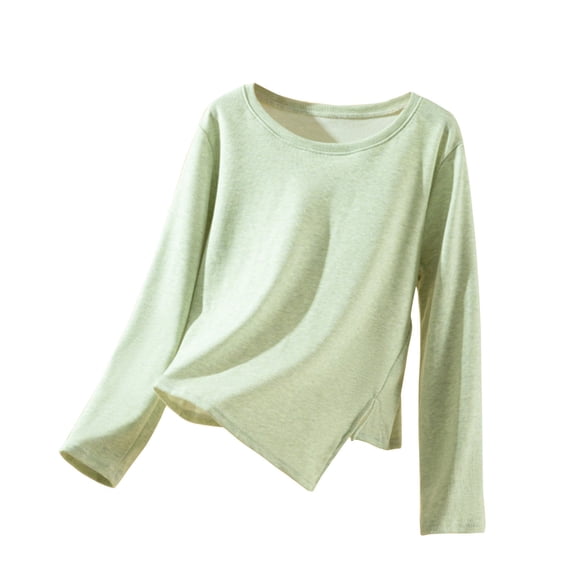 FAIWAD Layering Tops for Women Long Sleeve Side Split Fleece Lined Undershirt Solid Color Fleece Lined Thermal Blouses