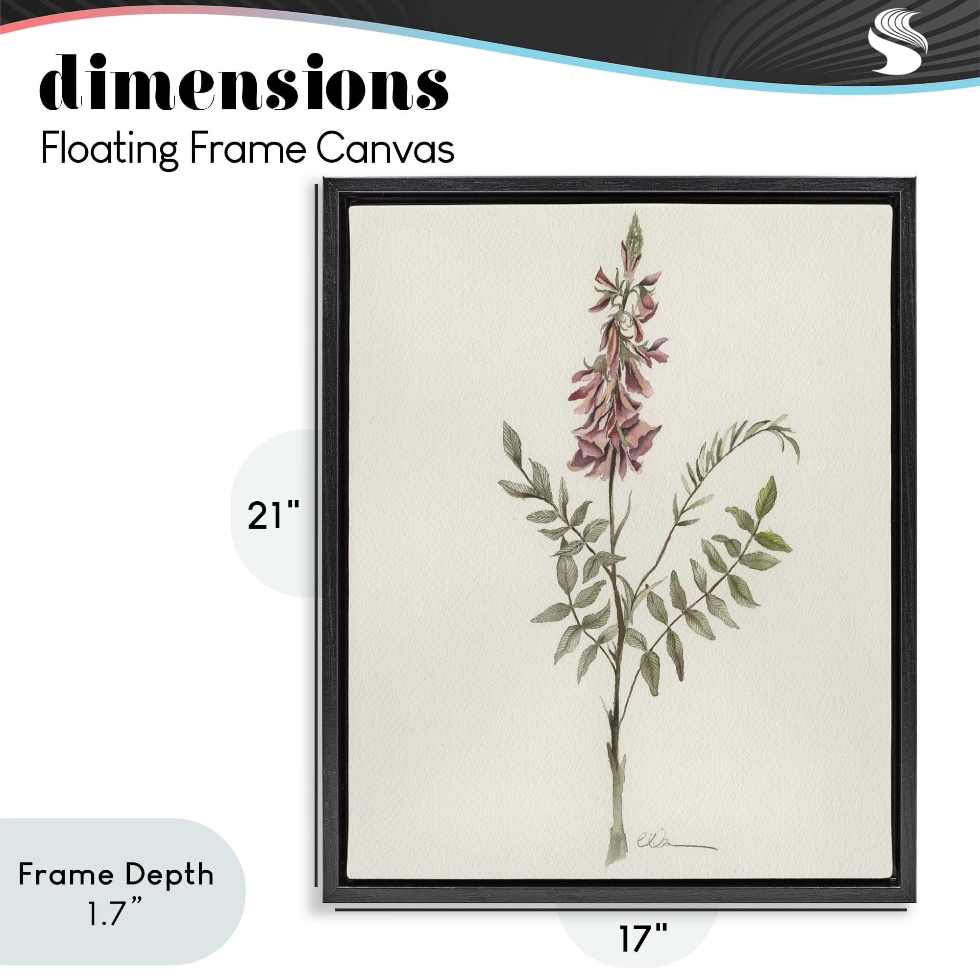 Stupell Industries Nature's Delicate Herb Sprig Black Framed Floater Canvas Wall Art, design by Cady Driver