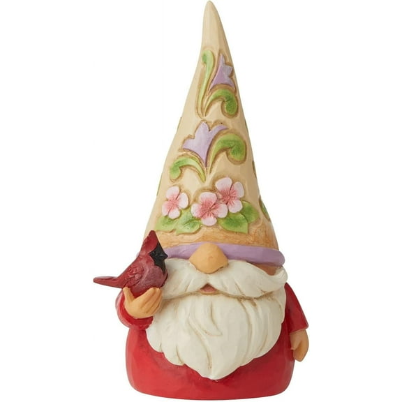 ANHXN Gnome Holding a Cardinal Figurine,