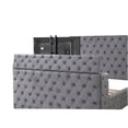 thumbnail image 3 of JERFIT 63" Gray Velvet Queen Bed with TV Storage Footboard Fireplace, Modern Upholstered Platform Bed Frame with Hidden Compartment, No Box Spring Needed, 3 of 8