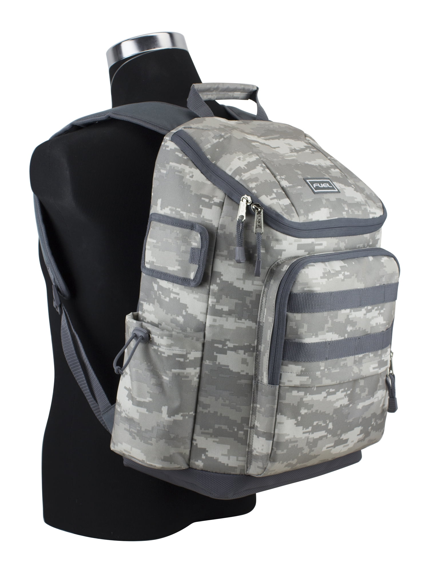 Fuel Unisex Outdoor Cargo Top Loading Backpack, Gray Static Camouflage