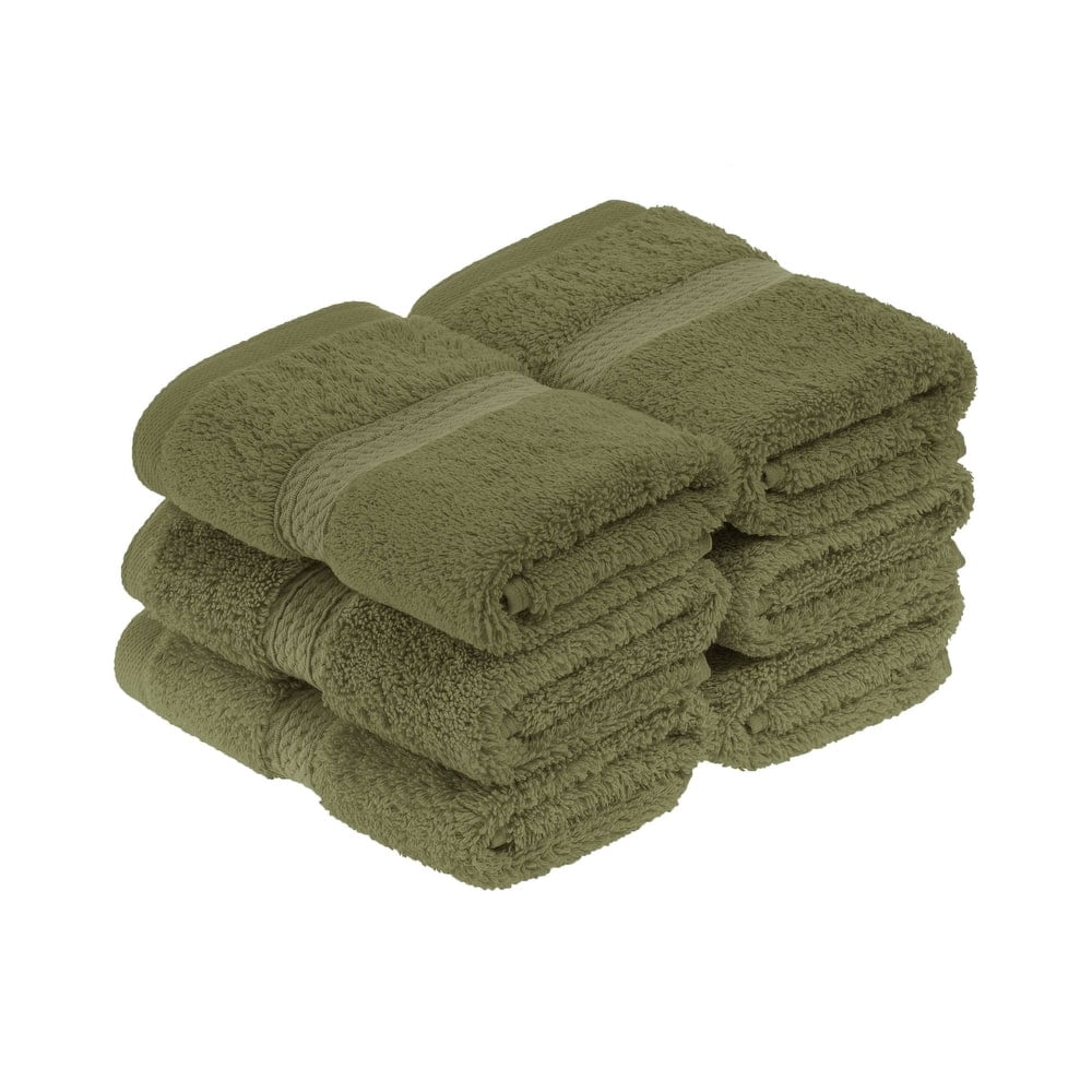 Superior Egyptian Cotton Heavyweight Face Towel Set of 6, Forest Green