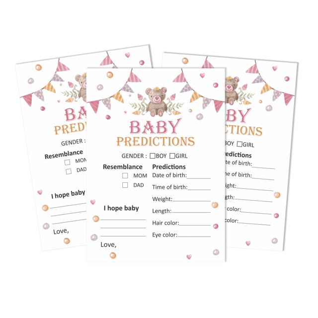 Inkdotpot 50Prediction CardsFor Baby Shower Game Gender Neutral Party Party Supplies-Fun Baby Shower Game Favors