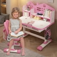 thumbnail image 2 of Adjustable Kids Desk and Chair Set with Bookshelf & Storage - Study Table with Fun Colors for Children's Room, 2 of 9