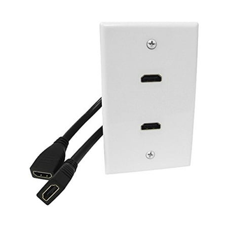 2-Port HDMI Wall Plate Panel Cover Coupler with 8 Inch Pig Tail HDMI Extension