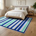 thumbnail image 3 of ODIKA 6'x9' Welcome Door Striped Wide Nautical Border Motif Front Layered Washable Area Rug None Non-Slip, Easy Care, for Family Room, Living Mater Bedroom, 3 of 7