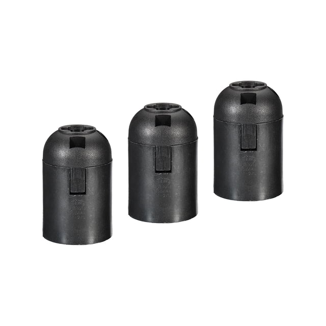 Luz Zócalo 250V E26/E27 57x37mm Enroscable LED Bombilla Lámpara Soporte sin Rosca Sombra Anillo para Retro Colgante Luces Negro Paquete de 3