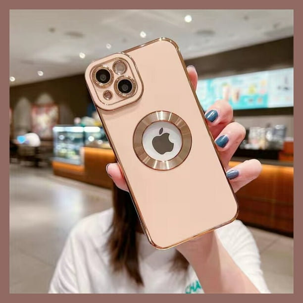 Fundas de teléfono enchapadas suaves de moda de lujo para iPhone 14, 13, 12, 11 Pro Max, 14 Plus, accesorios de cubierta protectora de silicona hueca Fivean unisex
