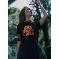 thumbnail image 2 of Spooky Vibes. Retro Pumpkin T-Shirt Women -Image by Shutterstock, Female x-Large, 2 of 4