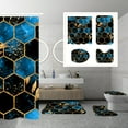 thumbnail image 3 of Debonair 4 Pcs Bathroom Shower Curtain Set,Durable Bathroom Decor Set with Rugs(Bath Mat,U Shape and Toilet Lid Cover Mat) and 12 Hooks,Sky Blue Honeycomb Marble, 3 of 7