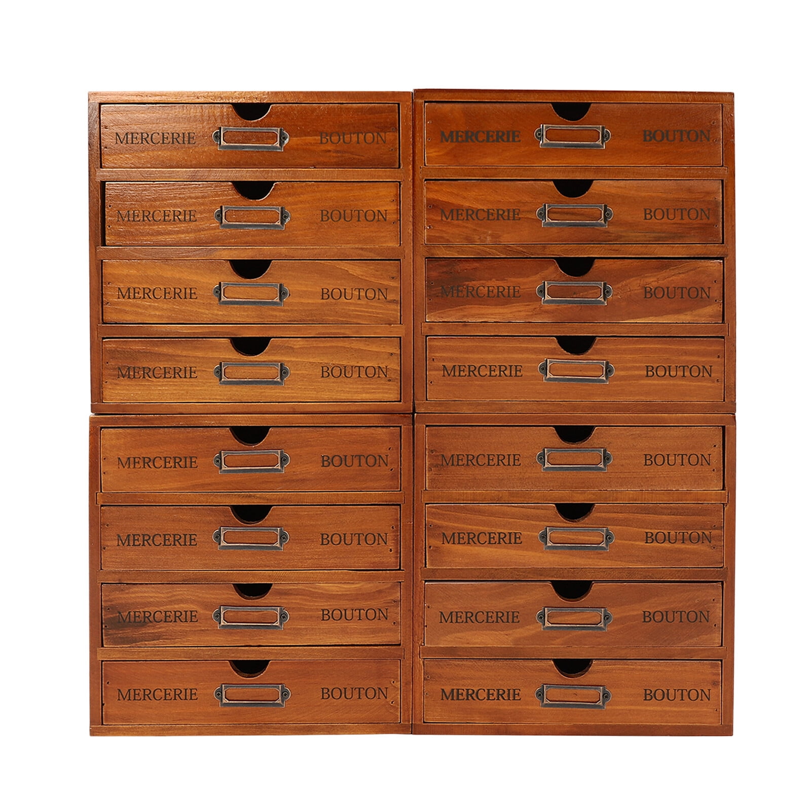 Large Storage Box Cabinet Elegant Wooden File Cabinet with 16 Drawers 4-Slot