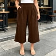 thumbnail image 2 of Khunlpohl Womens Capri Pants Plus Size Wide Legs Palazzo Elastic High Waist Pant Casual Baggy Plain Capris Trousers with Pockets, 2 of 7