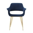 thumbnail image 4 of Gigi Blue Velvet Dining Room Chair with Gold Metal Legs, 4 of 12