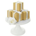 thumbnail image 2 of Koyal Wholesale Gold Gift Favor Tuck Boxes, 3 x 3 x 3 Cube Favor Box with Satin Ribbon Bulk 50-Pack, 2 of 5