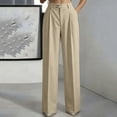 thumbnail image 6 of Ninixx Womens High Waist Pinstripe Dress Pants Straight Leg Pleated Front Trousers with Pockets for Work, 6 of 9