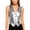 Silver, variant on Women's Metallic Sleeveless Vest V Neck Button Front Cropped Waistcoat for Night Out Clubwear Black M