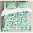 thumbnail image 1 of Exotic Duvet Cover Set King Size, Children Tropical Animals Pattern Baby Hippo Frogs and Hummingbird Hibiscus Flower, Decorative 3 Piece Bedding Set with 2 Pillow Shams, Multicolor, by Ambesonne, 1 of 3