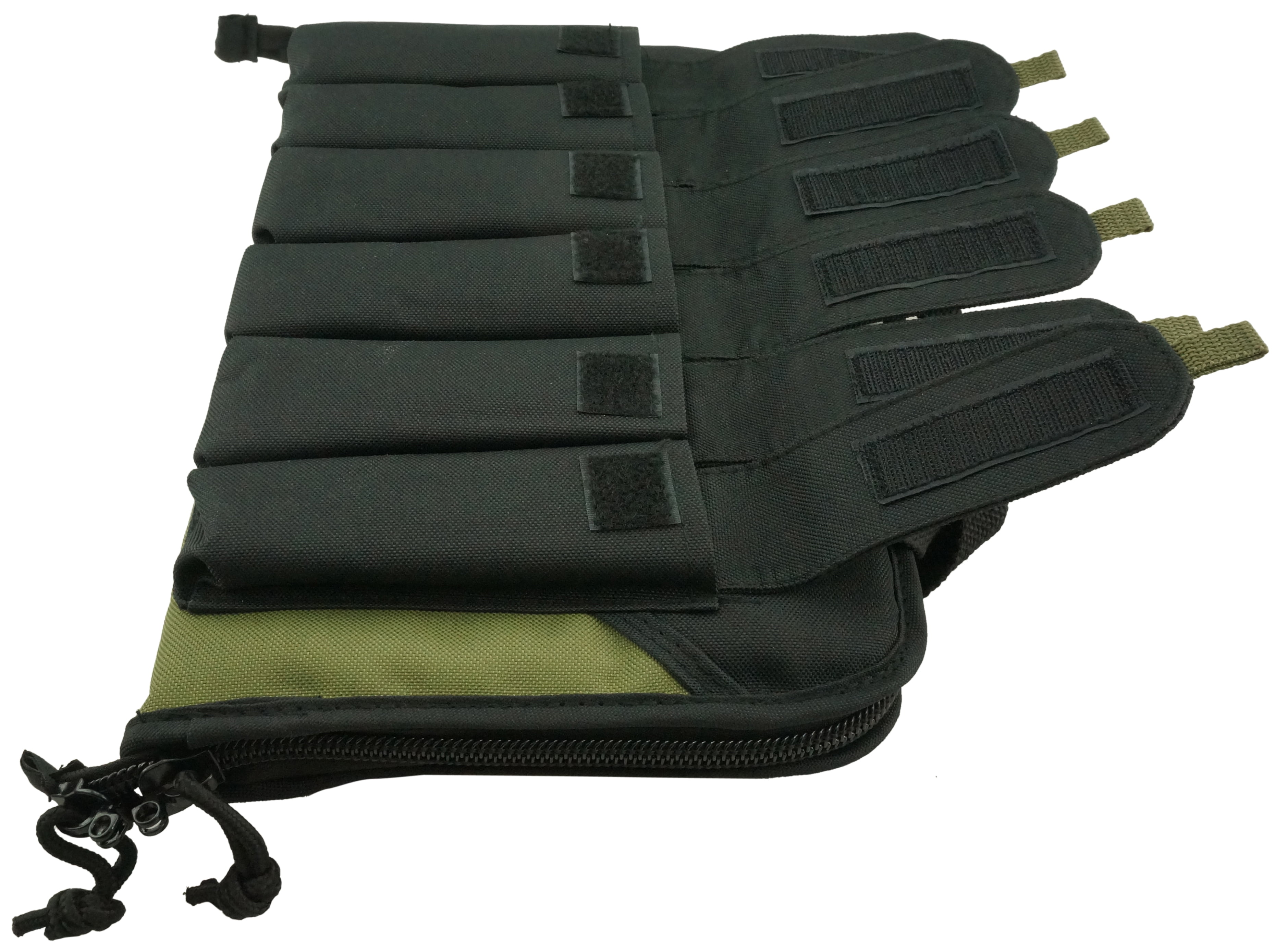 K-Cliffs Memory Foam Pistol Case Lockable Soft Sided Padded Handgun Carrying Storage Bag with 6 Magazine Pockets Black Olive Green Dimensions: 14"x8.5"x 2.5". Polyester