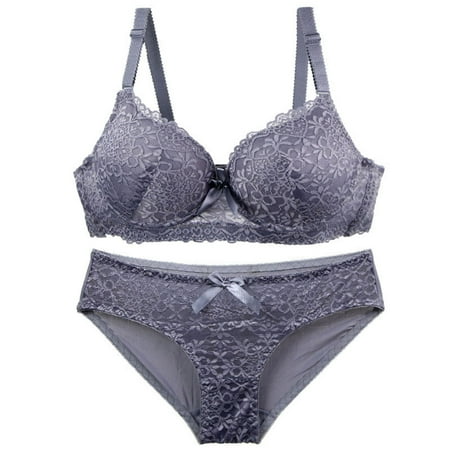 Xdegoge Bras for Women Lace Bra and Panty Set Sexy Bra and Panty Sets Push Up Bra Set Sling Bra Summer Thin Sexy Bra Underwear Gray XXL Sujetadores Sin Varillas Para Mujer Flash Deals