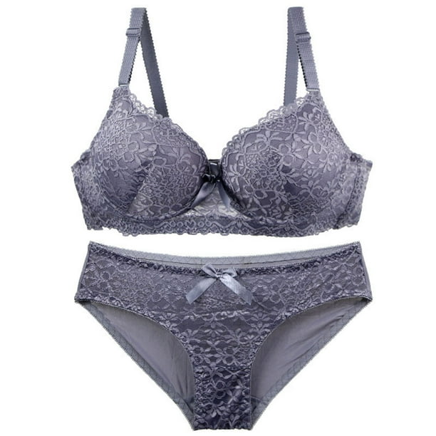 Karight Womens Bras and Panty Sets Push Up Lace Bras Set Plus Size Embroidery Bra Comft Underwear Lift Up Underwire Bra