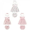 thumbnail image 2 of Summer Casual Baby Girls Strawberry Pattern Flare Sleeve Dress With PP Pants Headband Sundress Set White 80, 2 of 6