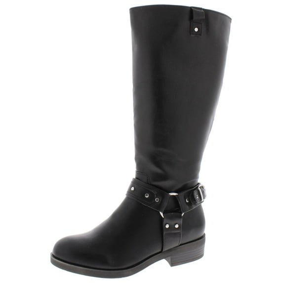 Madden Girl Womens Mckenzie Faux Leather Studded Riding Boots