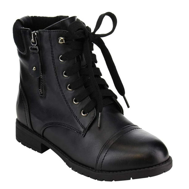 Fourever Funky - Lace up Military Style Combat Ankle Bootie Women's ...