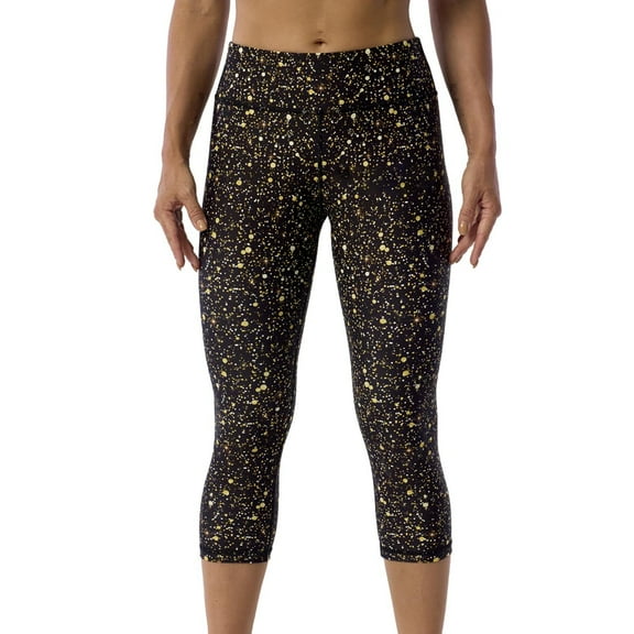 Brythos Women's Cropped Leggings - Printed Cropped Trousers With Pockets,Multicolor,S