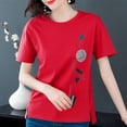 thumbnail image 1 of Puntoco moda mujer casual manga corta impreso o-cuello blusa señoras camiseta tops Puntoco Puntoco-4794, 1 of 3