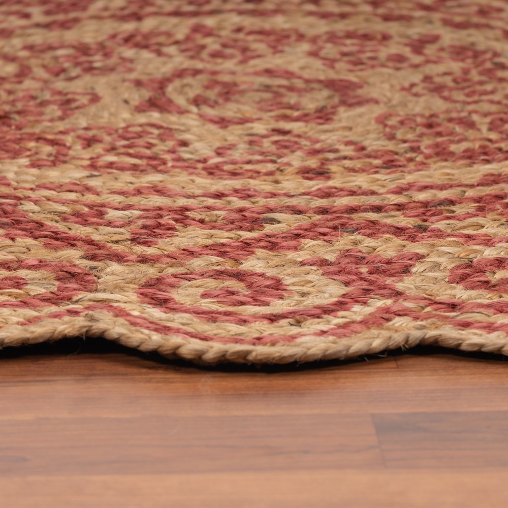 LR Home Synergy Medallion Mandala Jute Area Rug, Tan / Red, 4' Round