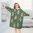 thumbnail image 5 of Wearable Blanket with Sleeves and Pocket Oversized Hooded Sweatshirt 3-14 YR Gingerbread Christmas Theme Pattern L, 5 of 7