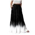 thumbnail image 2 of vigerkar Women's Gradient Flowy Maxi Skirt Summer Pleated High Waisted Casual A-line Beach Vacation Long Skirts Black, L, 2 of 6