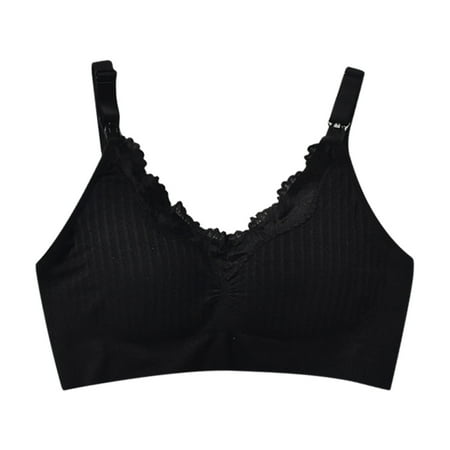 Elainilye Fashion Womens Bra Wireless Bra Front Button Nursing Bra Comfortable Breathable Bra