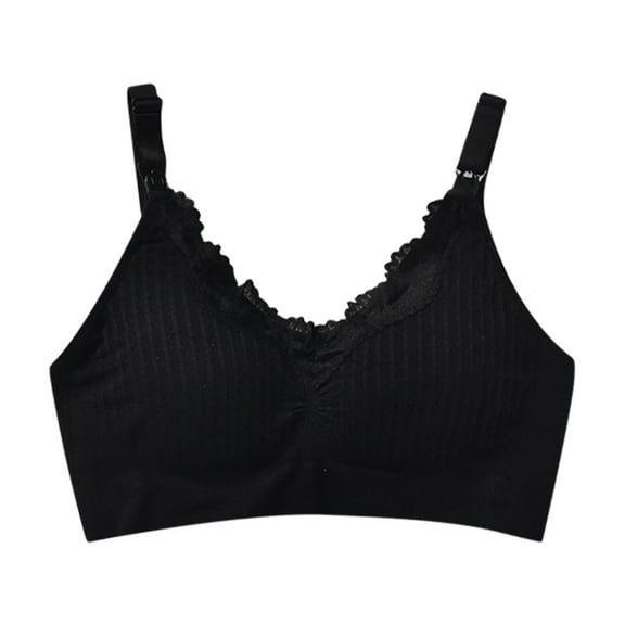 Tumotour Front Open Bras For Women Breastfeeding Cotton Pre Opening Button Breast Feeding Bra Maternity Sleep Bras No Underwire Snap Front Closure Comfort Lace Trim Bras