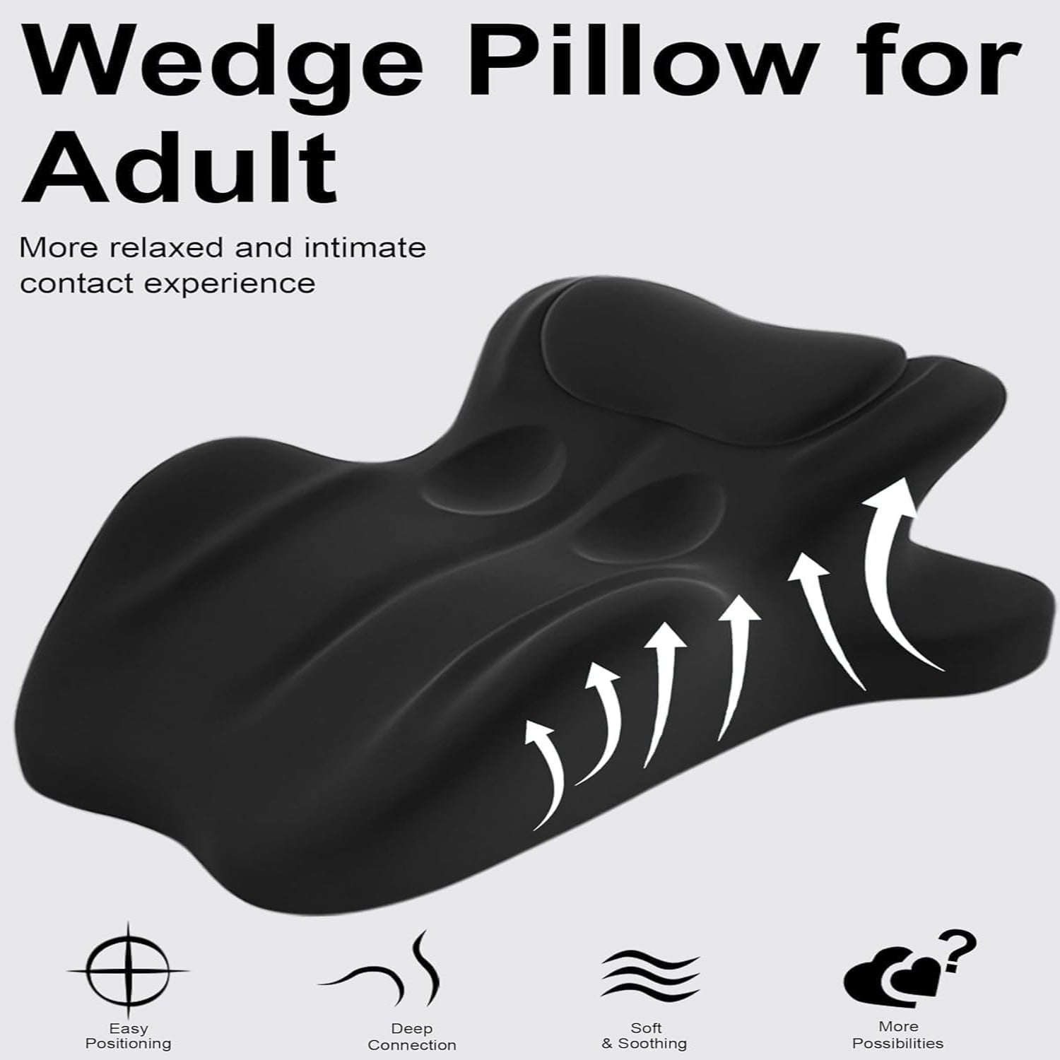 Beiled Ergonomic Memory Foam Wedge Pillow with Neck and Waist Bevel Support, Black, 23.6 x 15.35 in