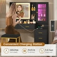 thumbnail image 2 of Amuzer Vanity Set with Charging Station and LED Lights, Makeup Desk with Storage Drawers, Black, 2 of 8