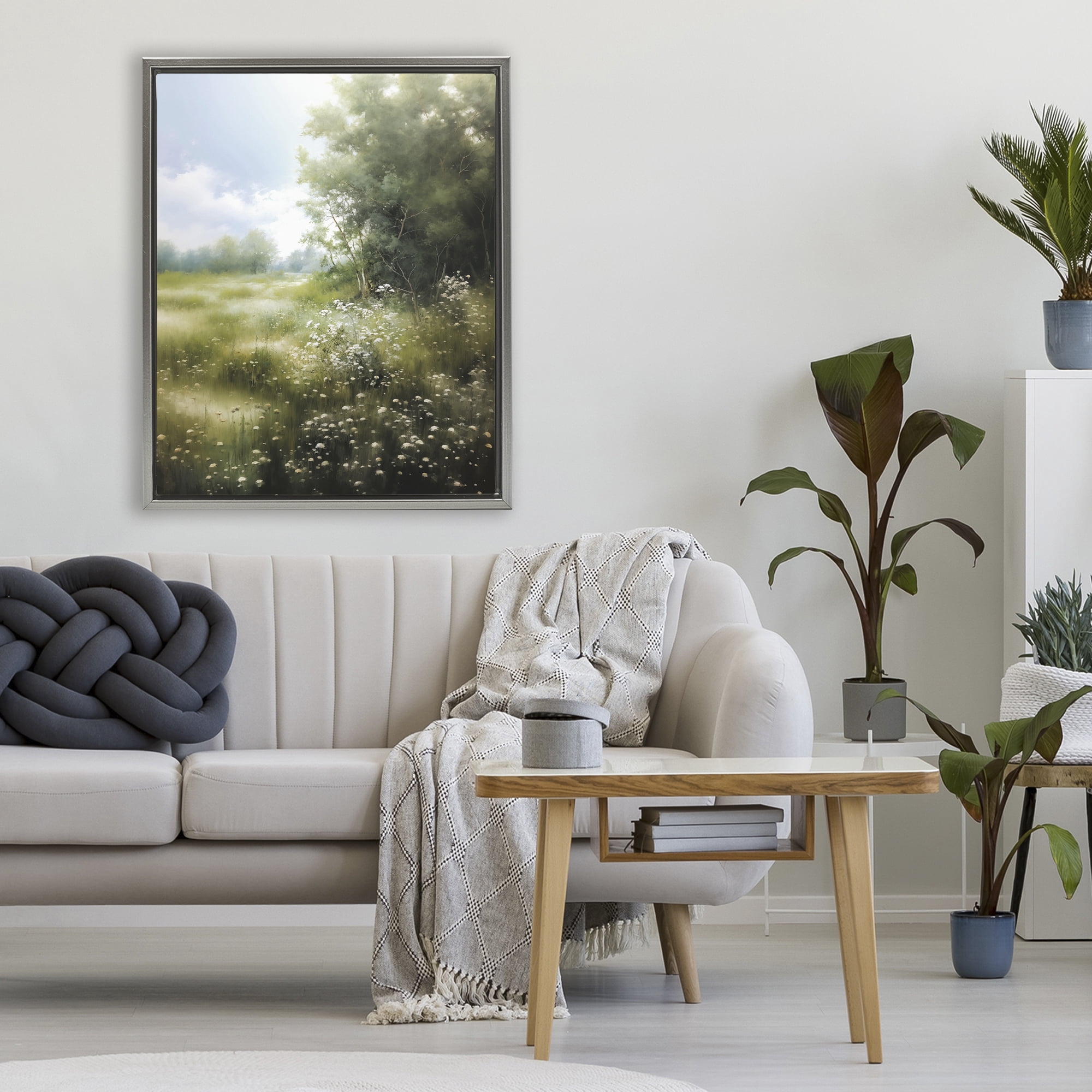 Stupell Industries Greener Pastures Landscape Gray Framed Floater Canvas Wall Art, design by Heidi Kuntz