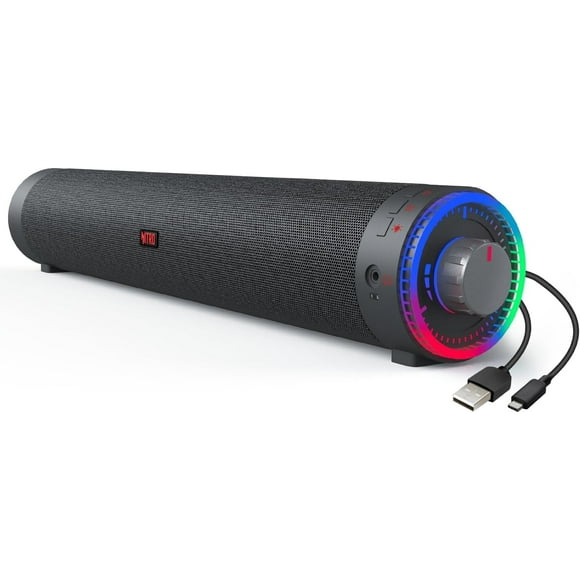 Acer Nitro 2.0 Barra de Sonido Gamer Bluetooth y USB-C para PC, Laptop, Tablet y Teléfono | Altavoces con Luces RGB para Juegos y Música