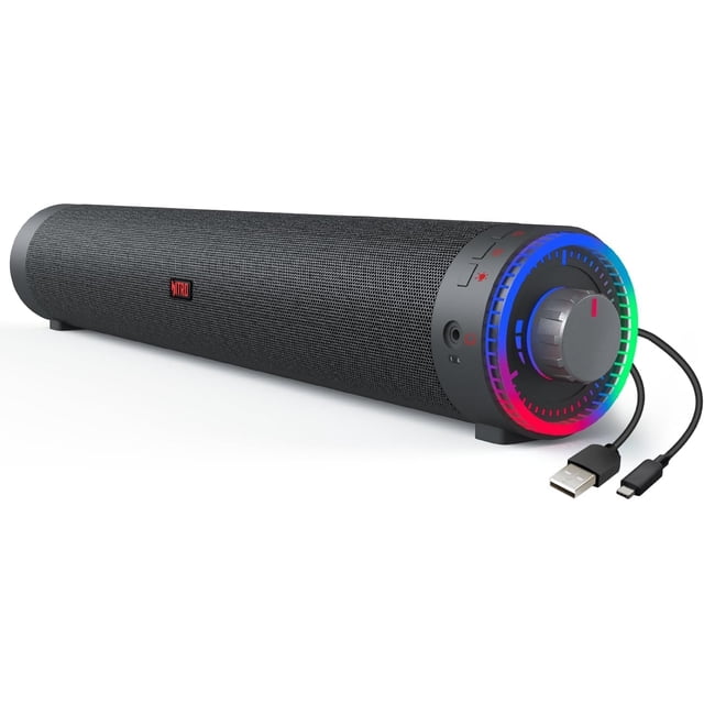 Acer Nitro 2.0 Barra de Sonido Gamer Bluetooth y USB-C para PC, Laptop, Tablet y Teléfono | Altavoces con Luces RGB para Juegos y Música