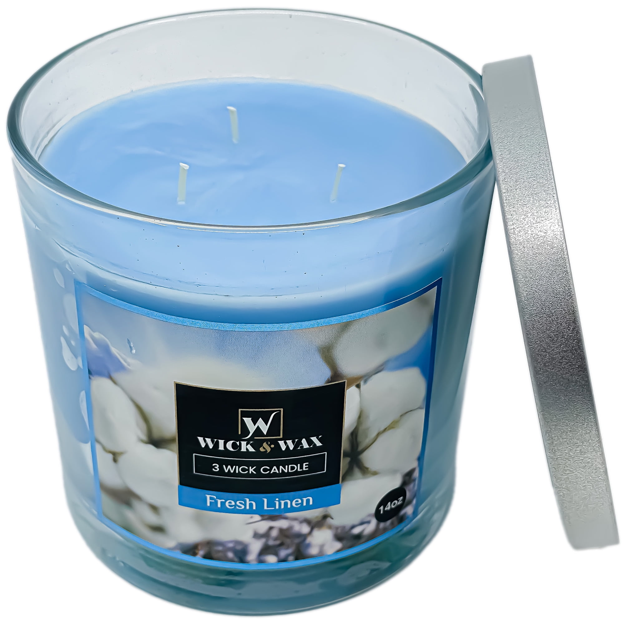 VeZee's 3 Wick 14 oz Fresh Linen Scented Jar Candles by Wick & Wax, Lift your spirits with the refreshing, pleasant fragrance:2 Jars