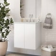 thumbnail image 2 of Sink Vanity Cabinet, Wall Mount, White, Ceramic, Melamine, Modern Contemporary, Hotel Bedroom Bathroom Master Suite Guest, 2 of 9